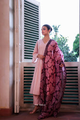Wild Rose Maroon Organza Silk Dupatta